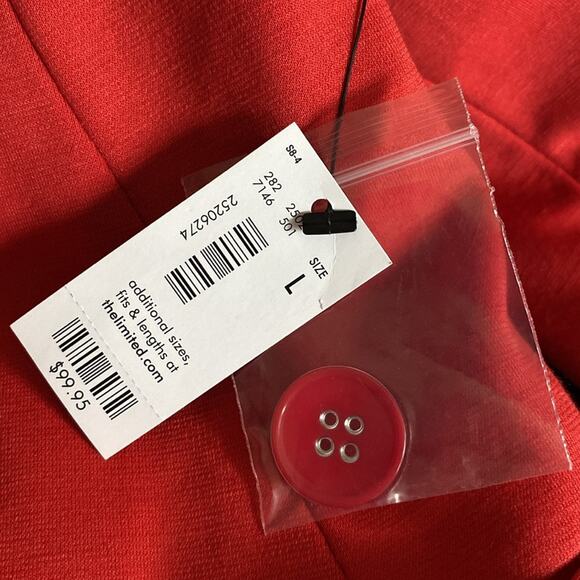 NWT The Limited Coral Red On Button Notch Collar Blazer Size L - Picture 8 of 9